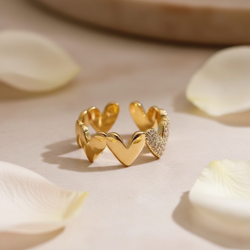 Chloe Golden Hearts Adjustable Ring